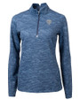 Chicago Bears Monochromatic Cutter & Buck Traverse Recycled Smooth Stretch Womens Camo Quarter Zip Pullover Navy Blue Mannequin