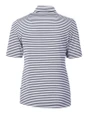 Chicago Bears Mono Cutter & Buck Virtue Eco Pique Stripe Recycled Womens Top Navy Blue Mannequin Back