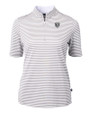Chicago Bears Mono Cutter & Buck Virtue Eco Pique Stripe Recycled Womens Top Polished Medium Gray Mannequin