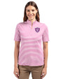  Las Vegas Raiders Mono Cutter & Buck Virtue Eco Pique Stripe Recycled Womens Top Gelato Fuchsia Front