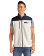 Seattle Seahawks Mono Cutter & Buck Cascade Eco Fleece Mens Vest Shell/Navy Blue Front