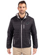 Detroit Lions Mono Cutter & Buck Rainier Primaloft Eco Mens Full Zip Hooded Jacket Black Front