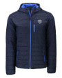 Chicago Bears Monochromatic Cutter & Buck Rainier Recycled Insulated Puffer Mens Full Zip Hooded Jacket Dark Navy Mannequin