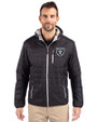  Las Vegas Raiders Mono Cutter & Buck Rainier Primaloft Eco Mens Full Zip Hooded Jacket Black Front