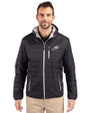 Philadelphia Eagles Mono Cutter & Buck Rainier Primaloft Eco Mens Full Zip Hooded Jacket Black Front