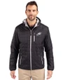 Philadelphia Eagles Monochromatic Cutter & Buck Rainier Recycled Insulated Puffer Mens Full Zip Hooded Jacket Black Front