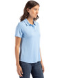 Los Angeles Rams Mono Cutter & Buck Coastline Epic Comfort Recycled Womens Polo Atlas Light Blue Side