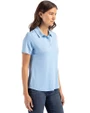 New England Patriots Mono Cutter & Buck Coastline Epic Comfort Recycled Womens Polo Atlas Light Blue Side