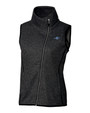 James Clemens High School Cutter & Buck Mainsail Sweater-Knit Womens Full Zip Asymmetrical Vest Charcoal Heather Mannequin