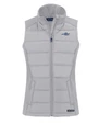 James Clemens High School Cutter & Buck Evoke Recycled Honeycomb Fleece Womens Hybrid Full Zip Vest CONCRETE Mannequin
