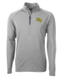 Mountain Brook High School Cutter & Buck Adapt Recycled Soft Knit Stretch  Mens Big & Tall Quarter Zip Pullover Polished Medium Gray Mannequin
