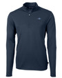 James Clemens High School Cutter & Buck Virtue Recycled Featherlight Pique Mens Quarter Zip Pullover Navy Blue Mannequin