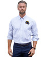 Los Angeles Rams NFL Helmet Cutter & Buck Stretch Oxford Stripe Mens Big and Tall Long Sleeve Dress Shirt French Blue Front