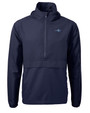 James Clemens High School Cutter & Buck Charter Recycled Packable Mens Half Zip Anorak Jacket Navy Blue Mannequin