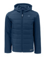 James Clemens High School Cutter & Buck Evoke Hybrid Eco Softshell Recycled Full Zip Mens Hooded Jacket NVBU_MANN_HG 1