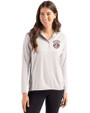 Oklahoma Sooners SEC Cutter & Buck Coastline Epic Comfort Recycled Womens Hooded Shirt CONCRETE Front