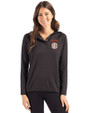 Texas Longhorns SEC Cutter & Buck Coastline Epic Comfort Recycled Womens Hooded Shirt Black Front
