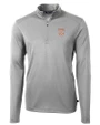 Texas Longhorns SEC Cutter & Buck Virtue Eco Pique Recycled Quarter Zip Mens Pullover Polished Medium Gray Mannequin