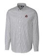 Ohio State Buckeyes- Cutter & Buck Stretch Oxford Stripe Mens Big and Tall Long Sleeve Dress Shirt Charcoal Mannequin