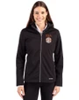 Texas Longhorns SEC Cutter & Buck Evoke Softshell Recycled Full Zip Womens Jacket Black Front
