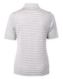 Texas Longhorns SEC Cutter & Buck Virtue Eco Pique Stripe Recycled Womens Top Polished Medium Gray Mannequin Back