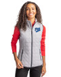 Pitt Panthers College Vault Cutter & Buck Rainier PrimaLoft® Womens Eco Insulated Full Zip Puffer Vest Polished Medium Gray Front