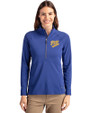 Pitt Panthers College Vault Cutter & Buck Adapt Eco Knit Stretch Recycled Womens Half Zip Pullover Tour Blue Front