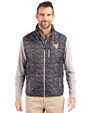 West Virginia Mountaineers Cutter & Buck Rainier PrimaLoft® Mens Eco Insulated Full Zip Printed Puffer Vest Black Front