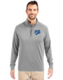 Pitt Panthers College Vault Cutter & Buck Adapt Eco Knit Stretch Recycled Mens Big and Tall Quarter Zip Pullover Polished Medium Gray Front