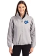 Pitt Panthers College Vault Cutter & Buck Charter Eco Recycled Womens Full-Zip Jacket Polished Medium Gray Front