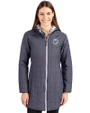 Washington Nationals Mono Cutter & Buck Rainier PrimaLoft®  Womens Eco Insulated Hooded Long Coat Anthracite Melange Front