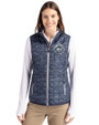 New York Mets Mono Cutter & Buck Rainier PrimaLoft® Womens Eco Insulated Full Zip Printed Puffer Vest Dark Navy Front