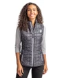 Cleveland Guardians Mono Cutter & Buck Rainier PrimaLoft® Womens Eco Insulated Full Zip Printed Puffer Vest Black Front