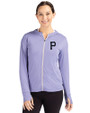 Pittsburgh Pirates Mono Cutter & Buck Daybreak Eco Recycled Womens Full Zip Hoodie Hyacinth Front