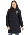 Minnesota Twins Mono Cutter & Buck Mission Ridge Repreve Eco Insulated Womens Long Puffer Jacket Black Front
