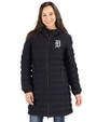 Detroit Tigers Mono Cutter & Buck Mission Ridge Repreve Eco Insulated Womens Long Puffer Jacket Black Front