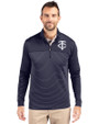 Minnesota Twins Mono Cutter & Buck Traverse Stretch Eco Stripe Quarter Zip Mens Big and Tall Pullover Liberty Navy Front