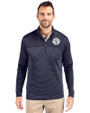 Milwaukee Brewers Mono Cutter & Buck Traverse Stretch Eco Stripe Quarter Zip Mens Big and Tall Pullover Liberty Navy Front
