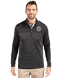 Washington Nationals Mono Cutter & Buck Traverse Stretch Eco Stripe Quarter Zip Mens Big and Tall Pullover Black Front