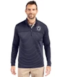 Washington Nationals Mono Cutter & Buck Traverse Stretch Eco Stripe Quarter Zip Mens Big and Tall Pullover Liberty Navy Front