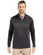 Boston Red Sox Mono Cutter & Buck Traverse Stretch Eco Stripe Quarter Zip Mens Big and Tall Pullover Black Front