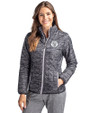 Milwaukee Brewers Mono Cutter & Buck Rainier PrimaLoft® Womens Eco Insulated Full Zip Printed Puffer Jacket Black Front