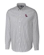 Ole Miss Rebels Cutter & Buck Stretch Oxford Stripe Mens Big and Tall Long Sleeve Dress Shirt Charcoal Mannequin