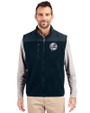New York Yankees Mono Cutter & Buck Cascade Eco Sherpa Mens Big and Tall Fleece Vest Navy Blue Front