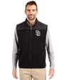 San Diego Padres Mono Cutter & Buck Cascade Eco Sherpa Mens Big and Tall Fleece Vest Black Front