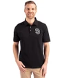 San Diego Padres Mono Cutter & Buck Advantage Eco Tri-Blend Pique Mens Big and Tall Polo Black Front
