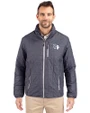 Cleveland Guardians Mono Cutter & Buck Rainier PrimaLoft® Mens Eco Insulated Full Zip Puffer Jacket Anthracite Melange Front