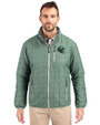New York Jets NFL Helmet Cutter & Buck Rainier PrimaLoft® Mens Eco Insulated Full Zip Puffer Jacket Hunter Melange Front