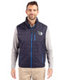 Cleveland Guardians Mono Cutter & Buck Rainier PrimaLoft® Mens Eco Insulated Full Zip Puffer Vest Dark Navy Front