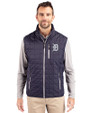Detroit Tigers Mono Cutter & Buck Rainier PrimaLoft® Mens Eco Insulated Full Zip Puffer Vest Dark Navy/Silver Front